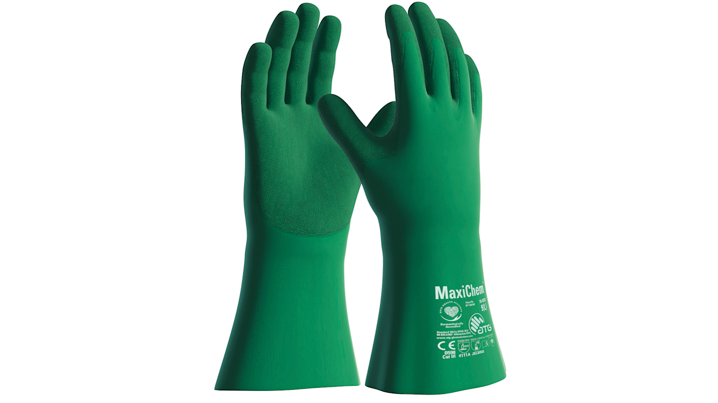 Gants ATG MaxiChem with TRItech taille 10, Résistant aux produits chimiques, Imperméable, Vert