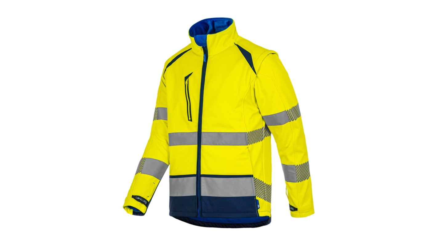 Chaqueta Softshell de alta visibilidad Unisex T2S de color Amarillo/Azul marino, talla 2L