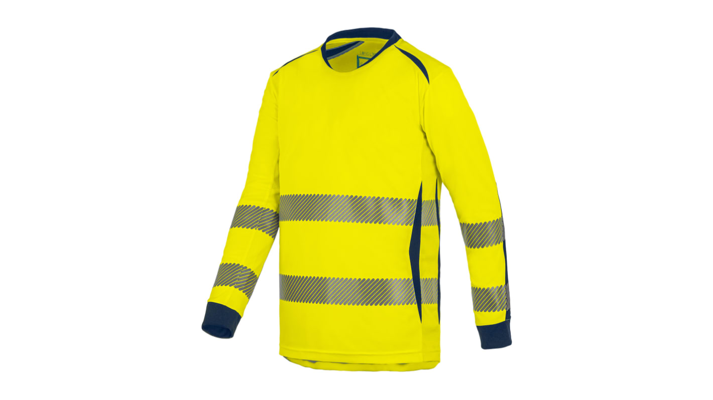 Camiseta de alta visibilidad de manga larga T2S de color Amarillo/Azul marino, talla S