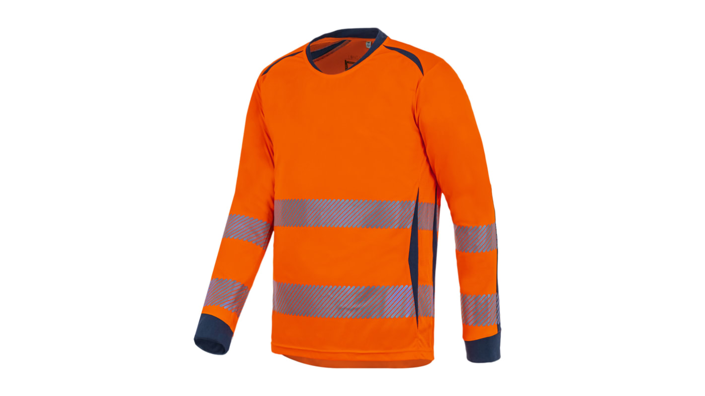 Camiseta de alta visibilidad de manga larga T2S de color Naranja/azul marino, talla L