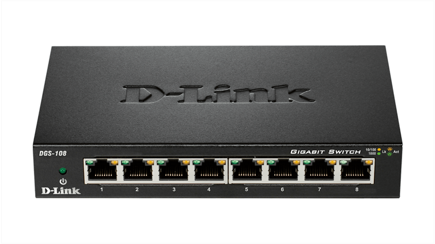 D-Link Ethernet Switch, Unmanaged 8 Port Gigabit Switch EU