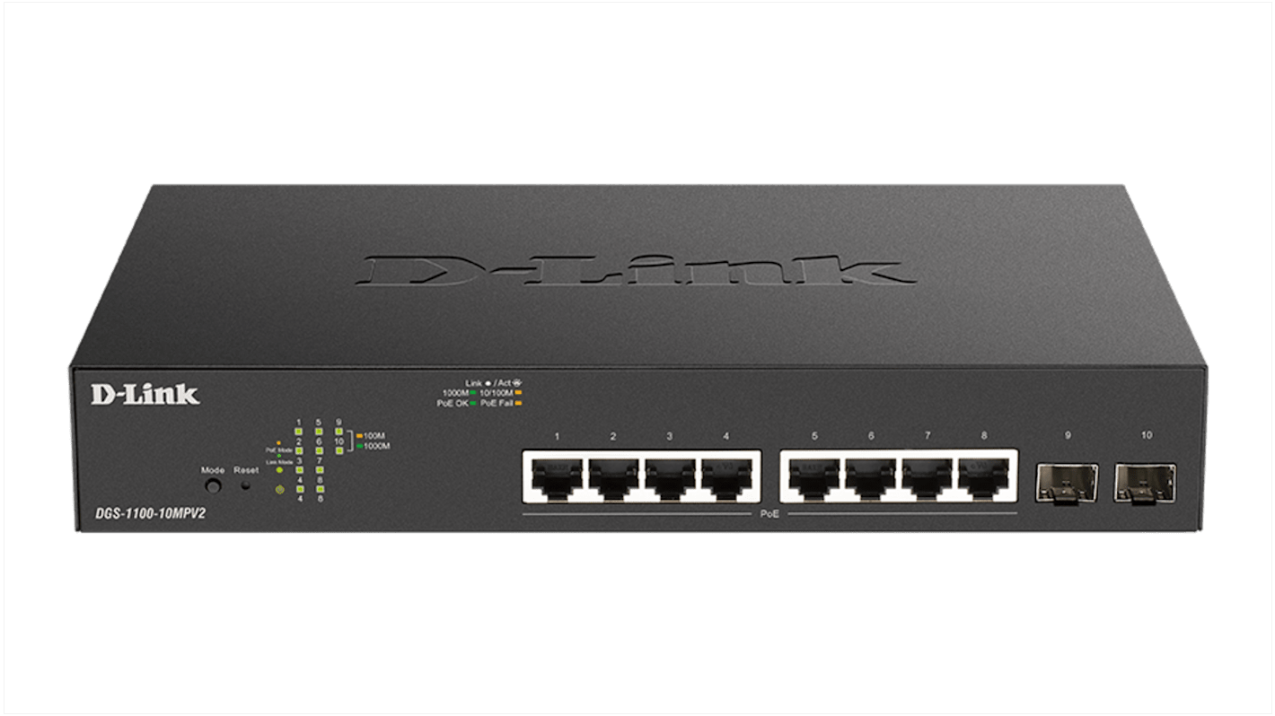 D-Link Managed, Smart 10 Port Smart Switch With PoE EU