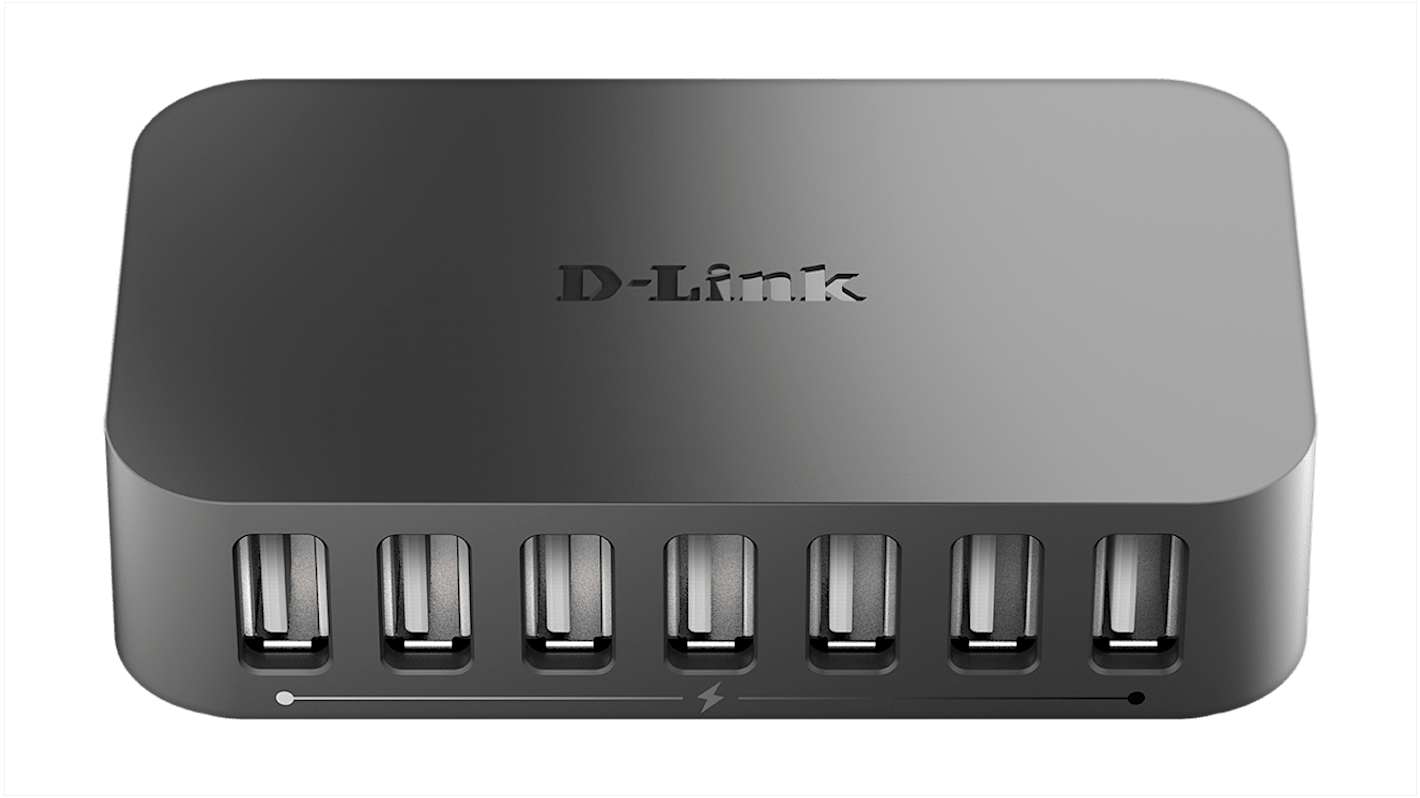 D-Link 7 Port USB 2.0 USB A USB 2.0 Hub, External Power Adapter Powered, 99 x 57 x 25mm