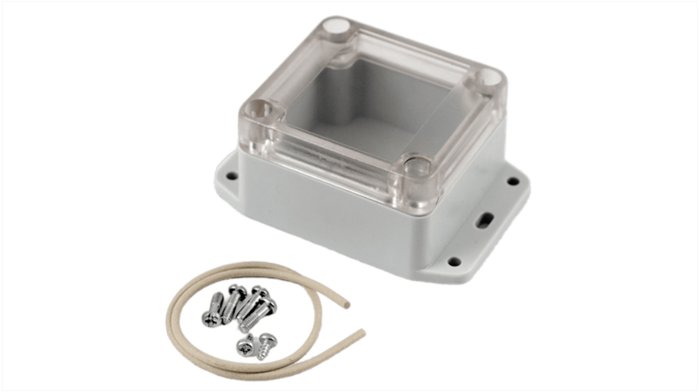 Hammond RP Series Light Grey Polycarbonate General Purpose Enclosure, IP65, Flanged, Clear Lid, 65 x 60 x 40mm