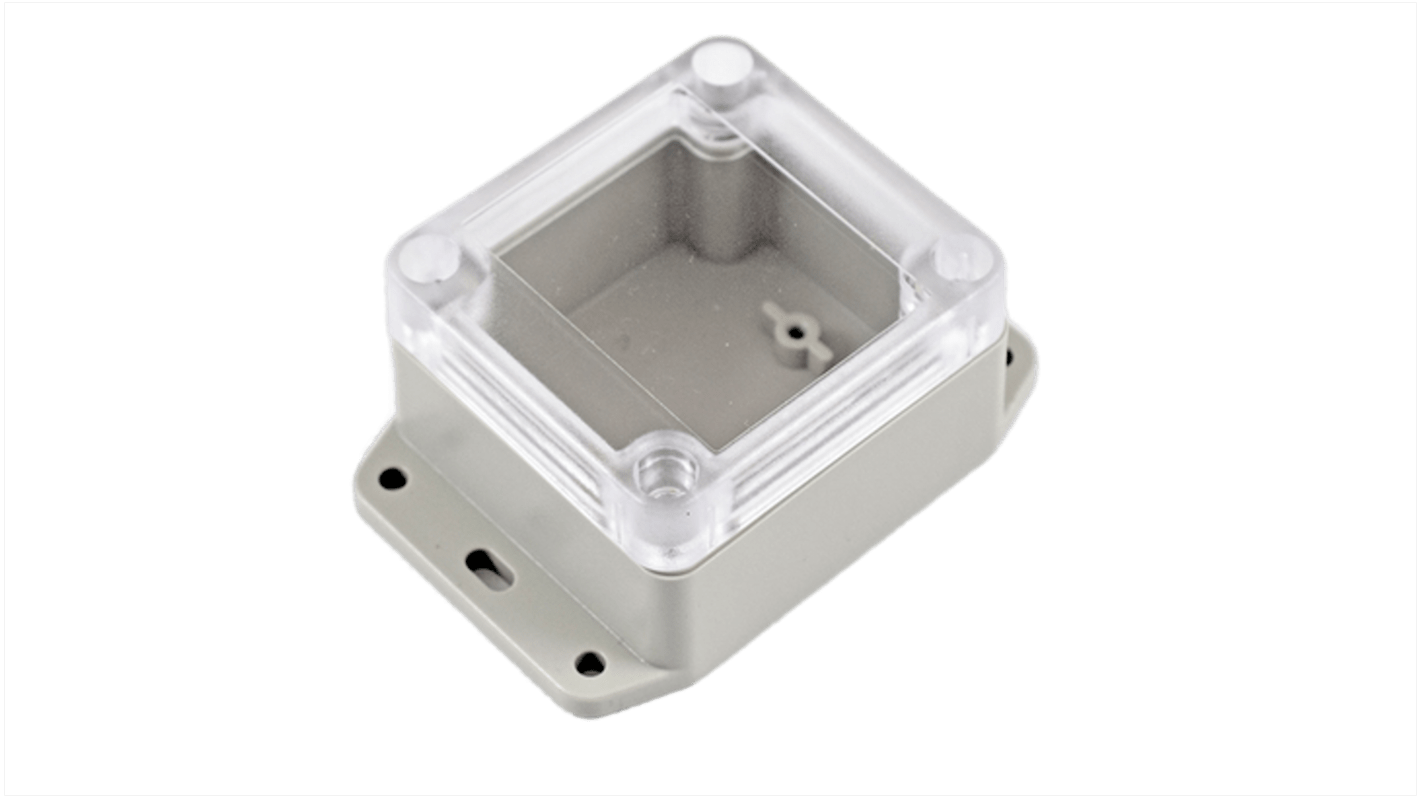 Hammond RP Series Light Grey ABS General Purpose Enclosure, IP65, Flanged, Clear Lid, 65 x 60 x 40mm