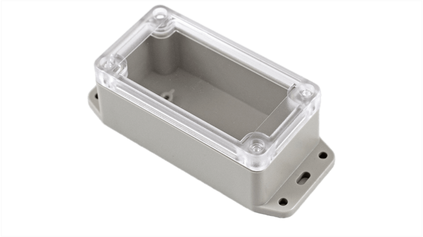 Hammond RP Series Light Grey ABS General Purpose Enclosure, IP65, Flanged, Clear Lid, 95 x 50 x 40mm