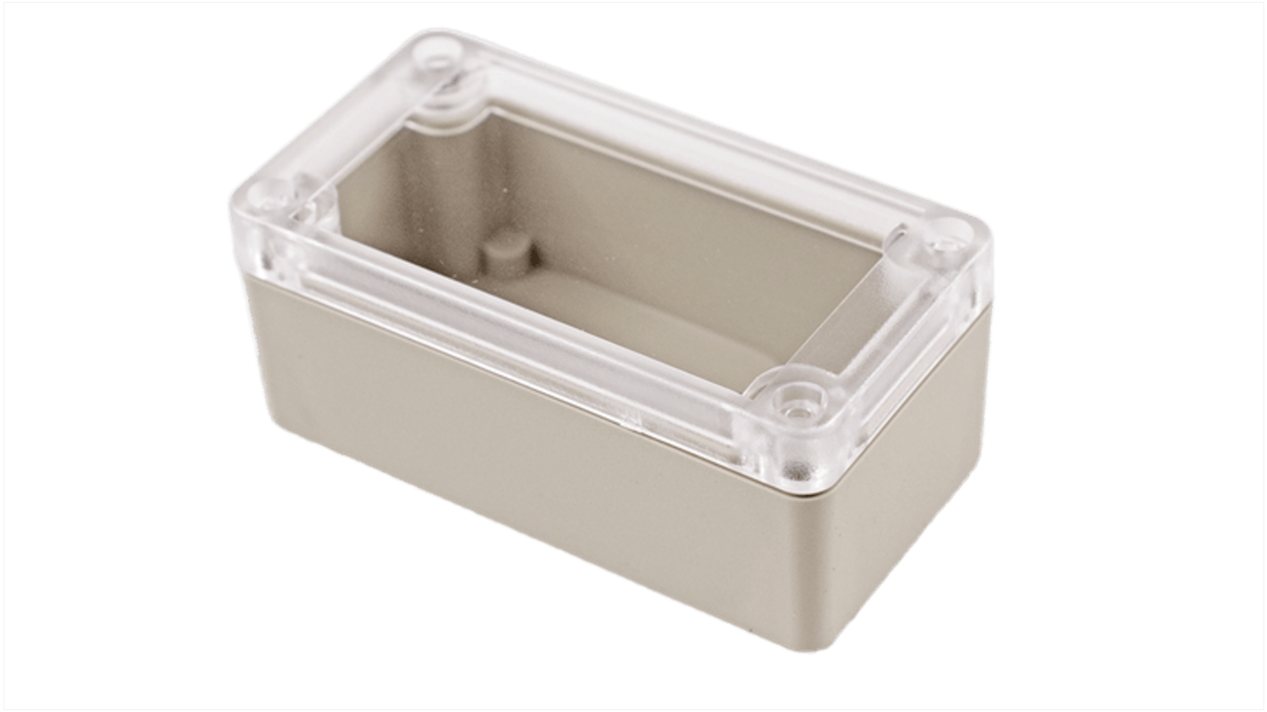 Hammond RP Series Light Grey ABS General Purpose Enclosure, IP65, Clear Lid, 95 x 50 x 40mm