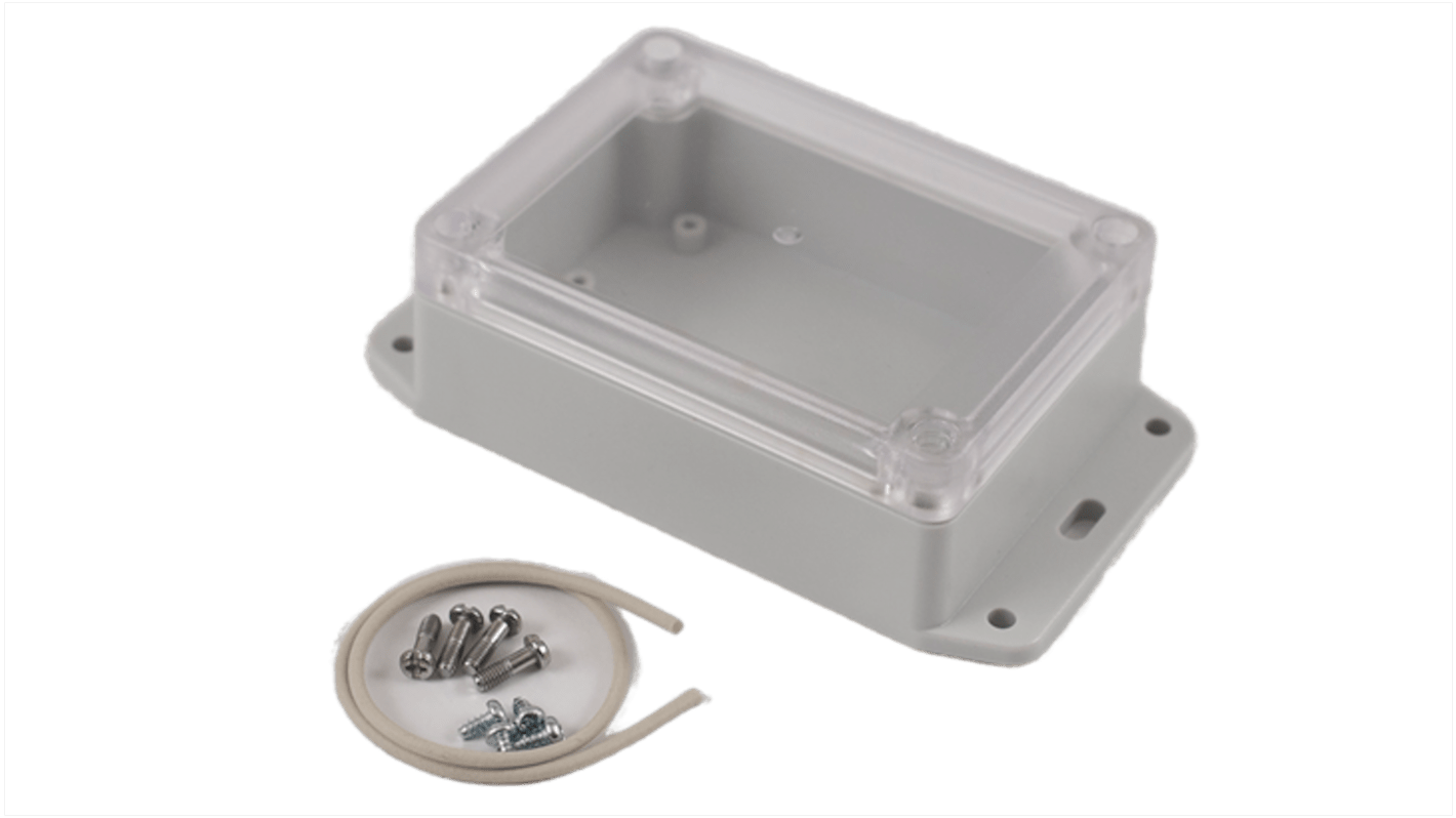 Hammond RP Series Light Grey Polycarbonate General Purpose Enclosure, IP65, Flanged, Clear Lid, 105 x 75 x 40mm