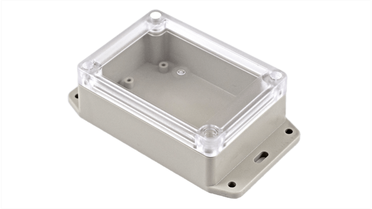 Hammond RP Series Light Grey ABS General Purpose Enclosure, IP65, Flanged, Clear Lid, 105 x 75 x 40mm