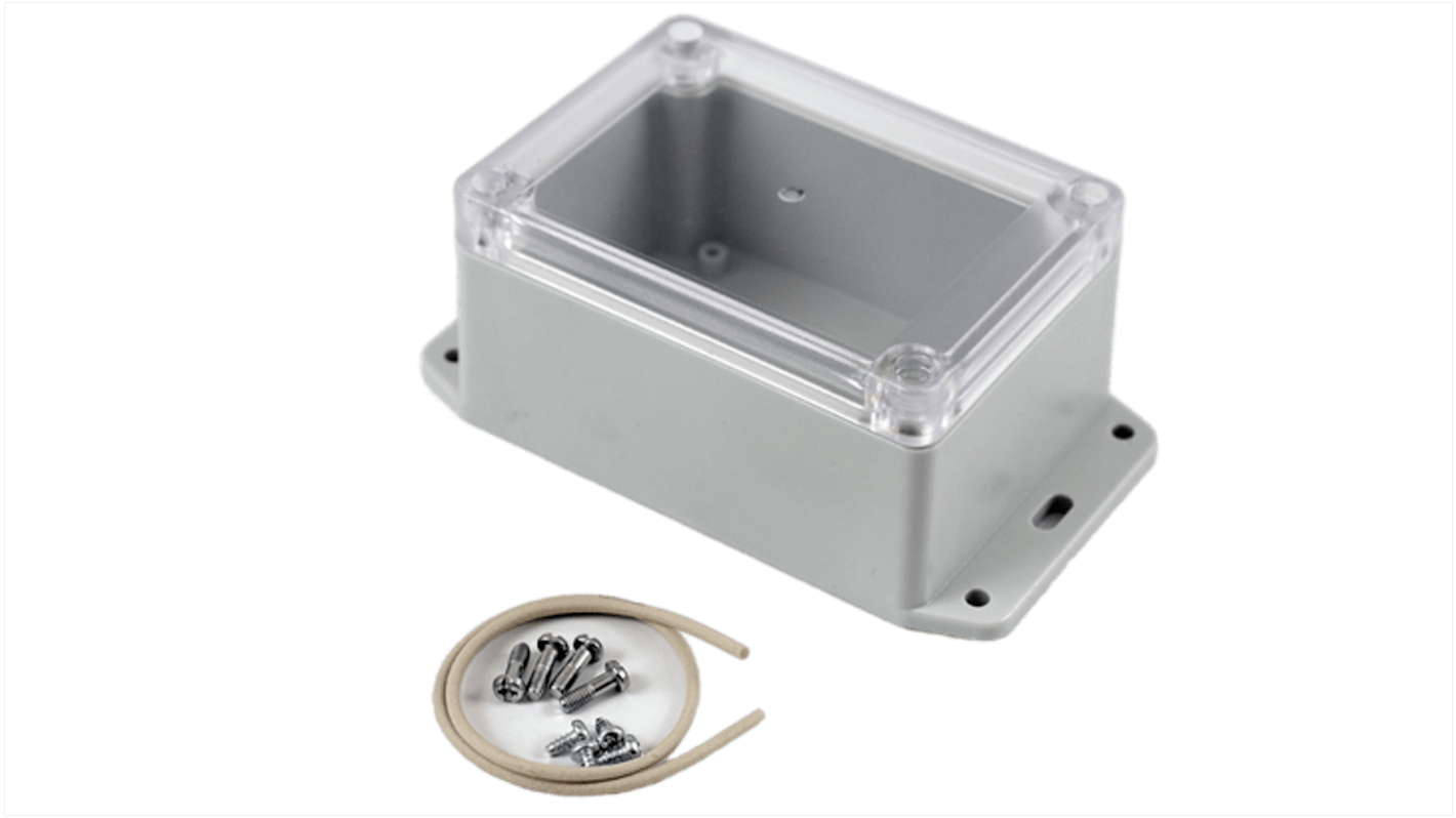 Hammond RP Series Light Grey Polycarbonate General Purpose Enclosure, IP65, Flanged, Clear Lid, 105 x 75 x 55mm