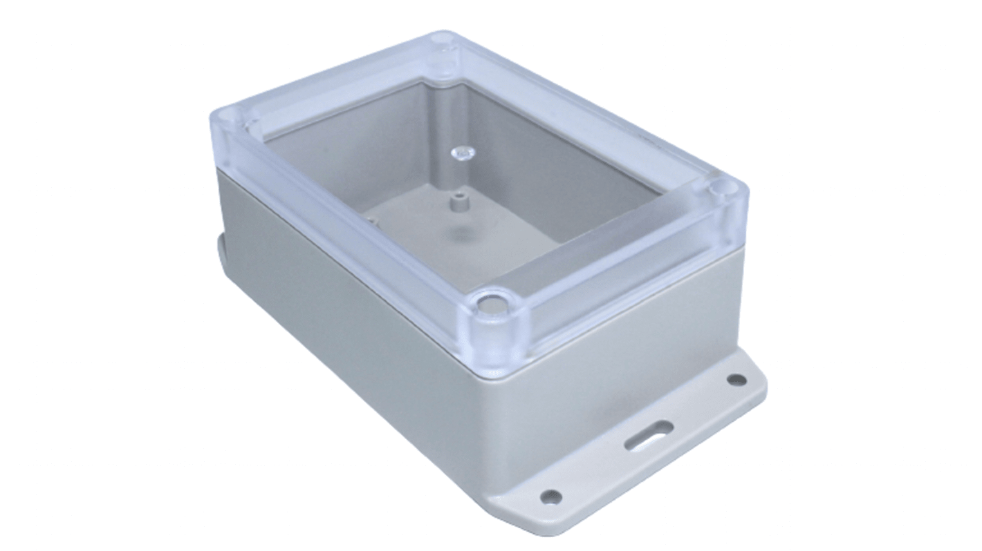 Hammond RP Series Light Grey ABS General Purpose Enclosure, IP65, Flanged, Clear Lid, 125 x 85 x 55mm