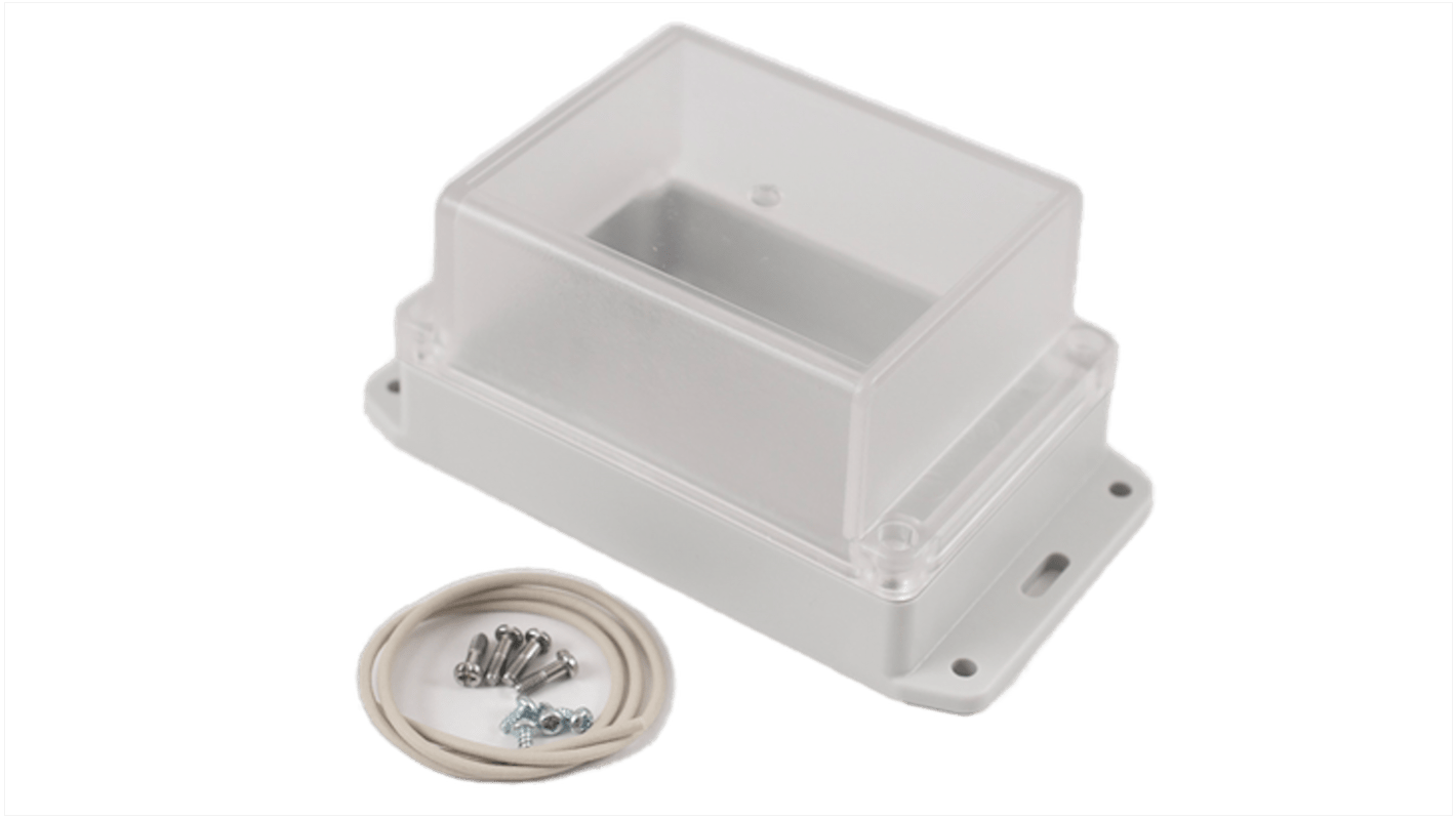 Hammond RP Series Light Grey Polycarbonate General Purpose Enclosure, IP65, Flanged, Clear Lid, 125 x 85 x 70mm