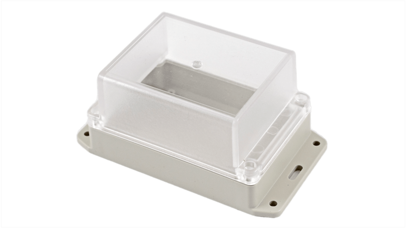 Hammond RP Series Light Grey ABS General Purpose Enclosure, IP65, Flanged, Clear Lid, 125 x 85 x 70mm