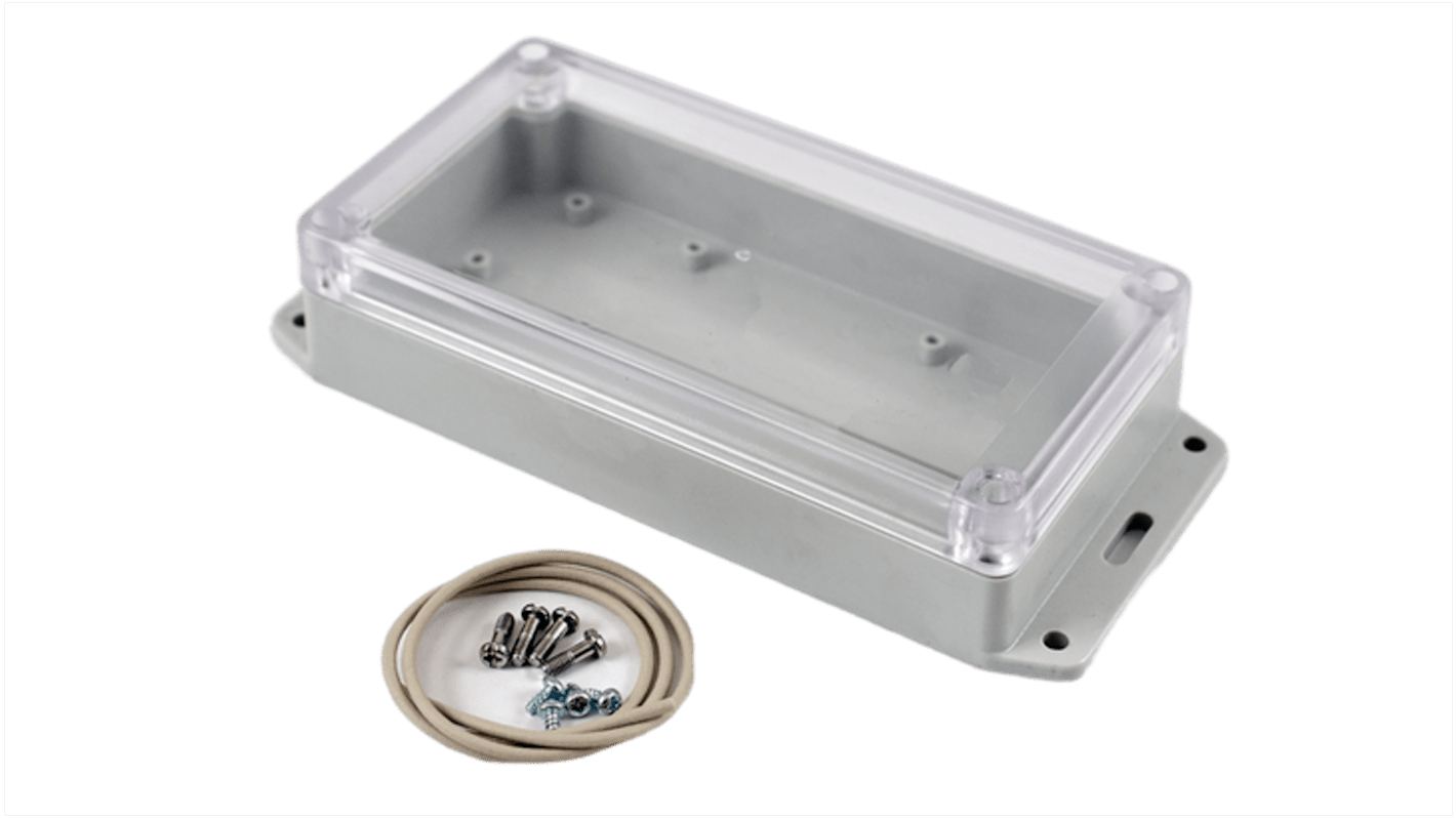 Hammond RP Series Light Grey Polycarbonate General Purpose Enclosure, IP65, Flanged, Clear Lid, 165 x 85 x 40mm