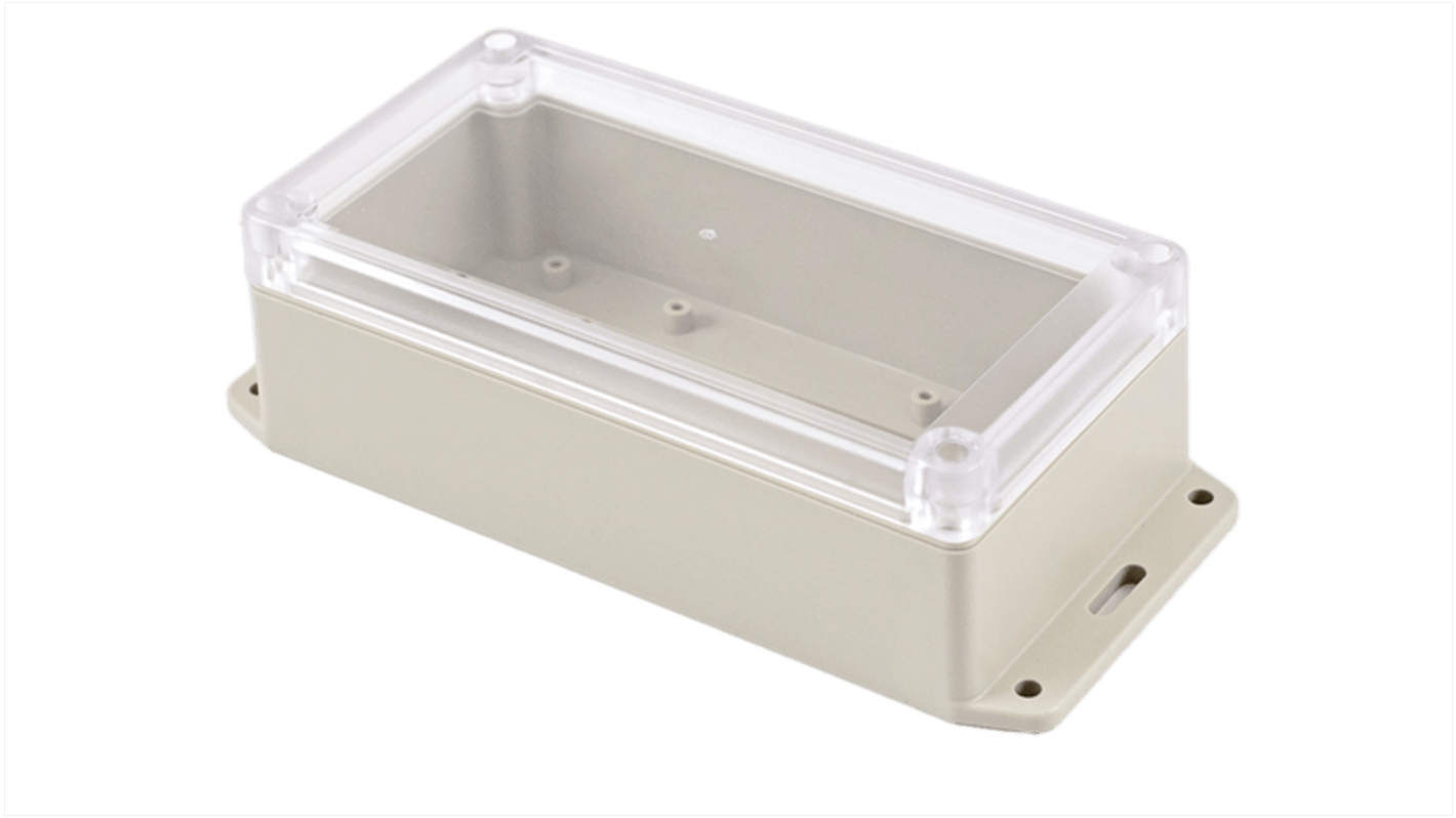 Hammond RP Series Light Grey ABS General Purpose Enclosure, IP65, Flanged, Clear Lid, 165 x 85 x 55mm