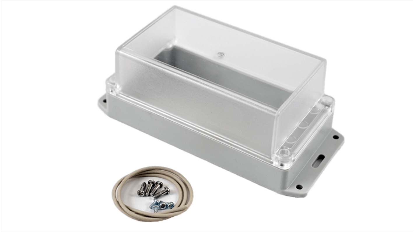 Hammond RP Series Light Grey Polycarbonate General Purpose Enclosure, IP65, Flanged, Clear Lid, 165 x 85 x 70mm