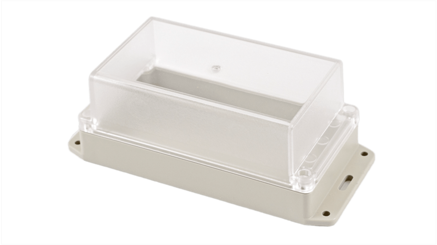 Hammond RP Series Light Grey ABS General Purpose Enclosure, IP65, Flanged, Clear Lid, 165 x 85 x 70mm