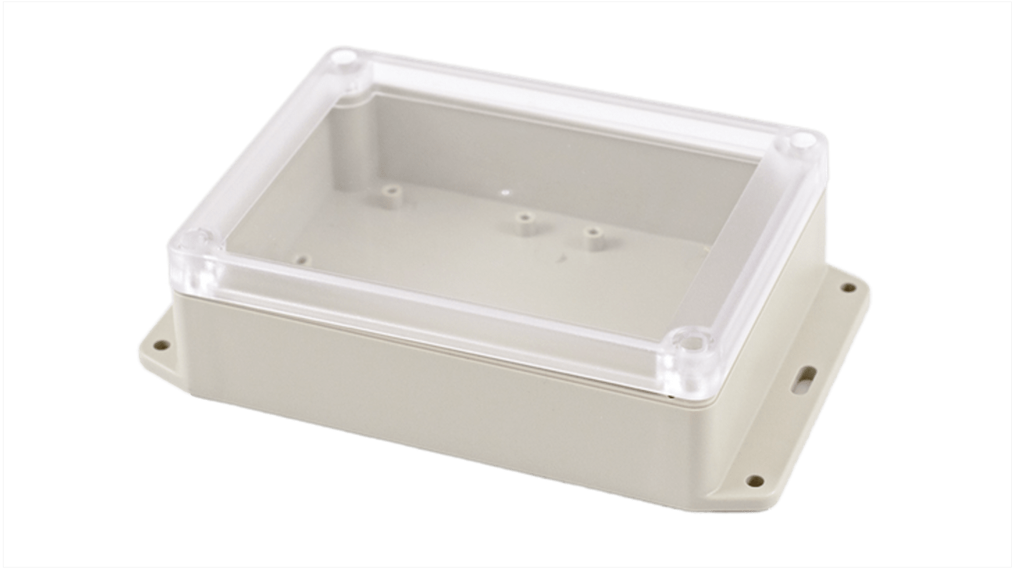 Hammond RP Series Light Grey ABS General Purpose Enclosure, IP65, Flanged, Clear Lid, 145 x 105 x 40mm