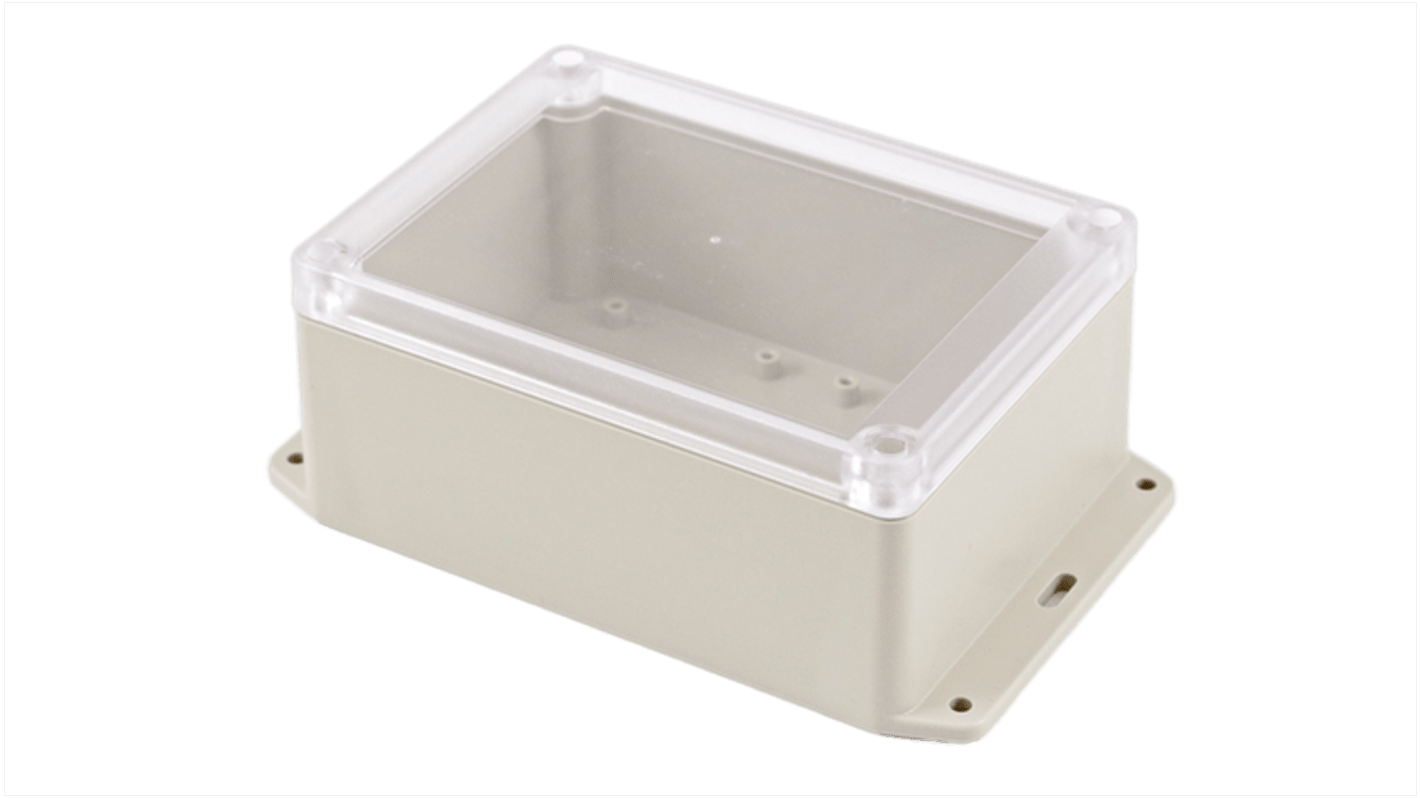 Hammond RP Series Light Grey ABS General Purpose Enclosure, IP65, Flanged, Clear Lid, 145 x 105 x 60mm