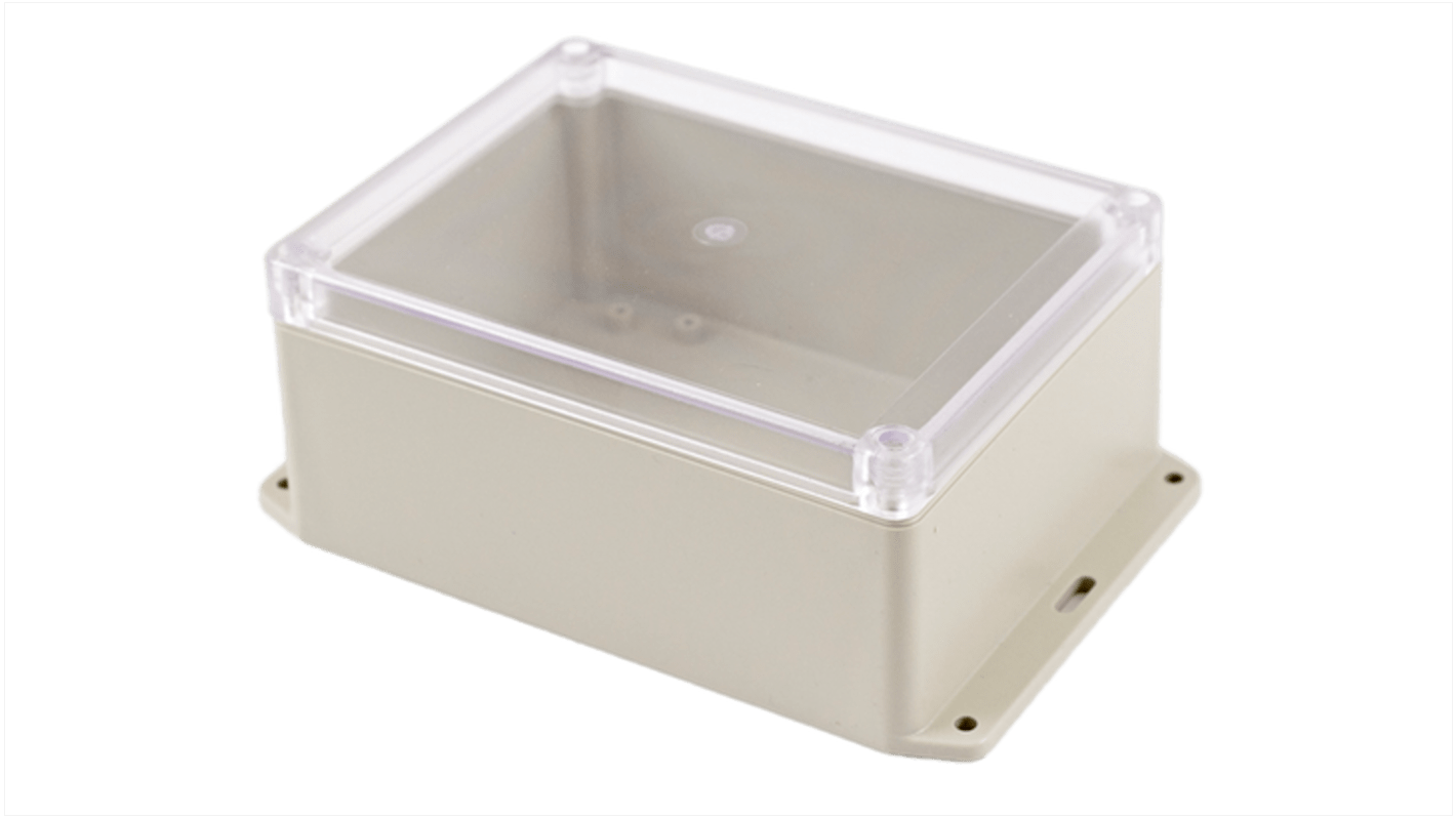 Hammond RP Series Light Grey ABS General Purpose Enclosure, IP65, Flanged, Clear Lid, 165 x 125 x 75mm