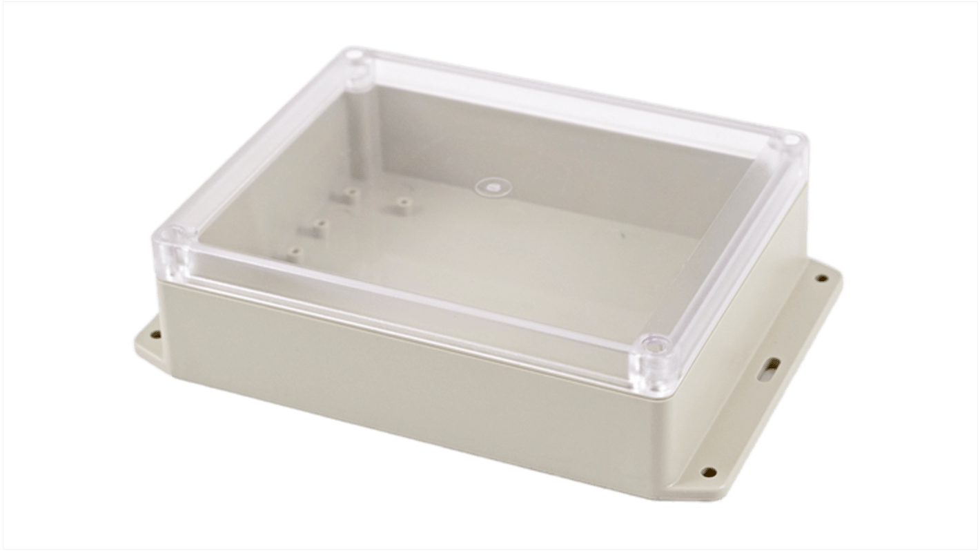 Hammond RP Series Light Grey ABS General Purpose Enclosure, IP65, Flanged, Clear Lid, 186 x 146 x 55mm