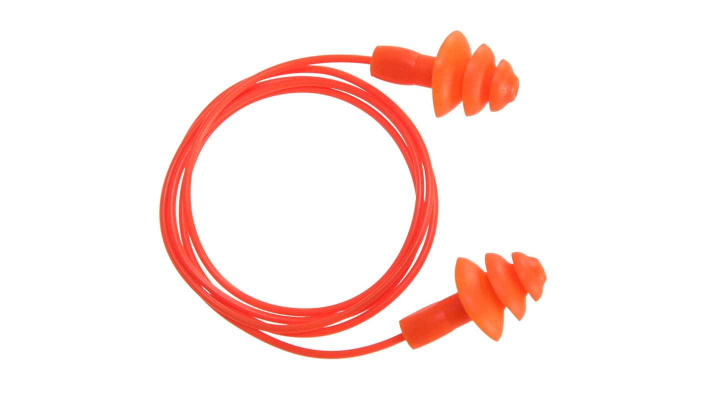 Portwest EP Series Orange Reusable Corded Ear Plugs, 32dB Rated, 50Pair Pairs