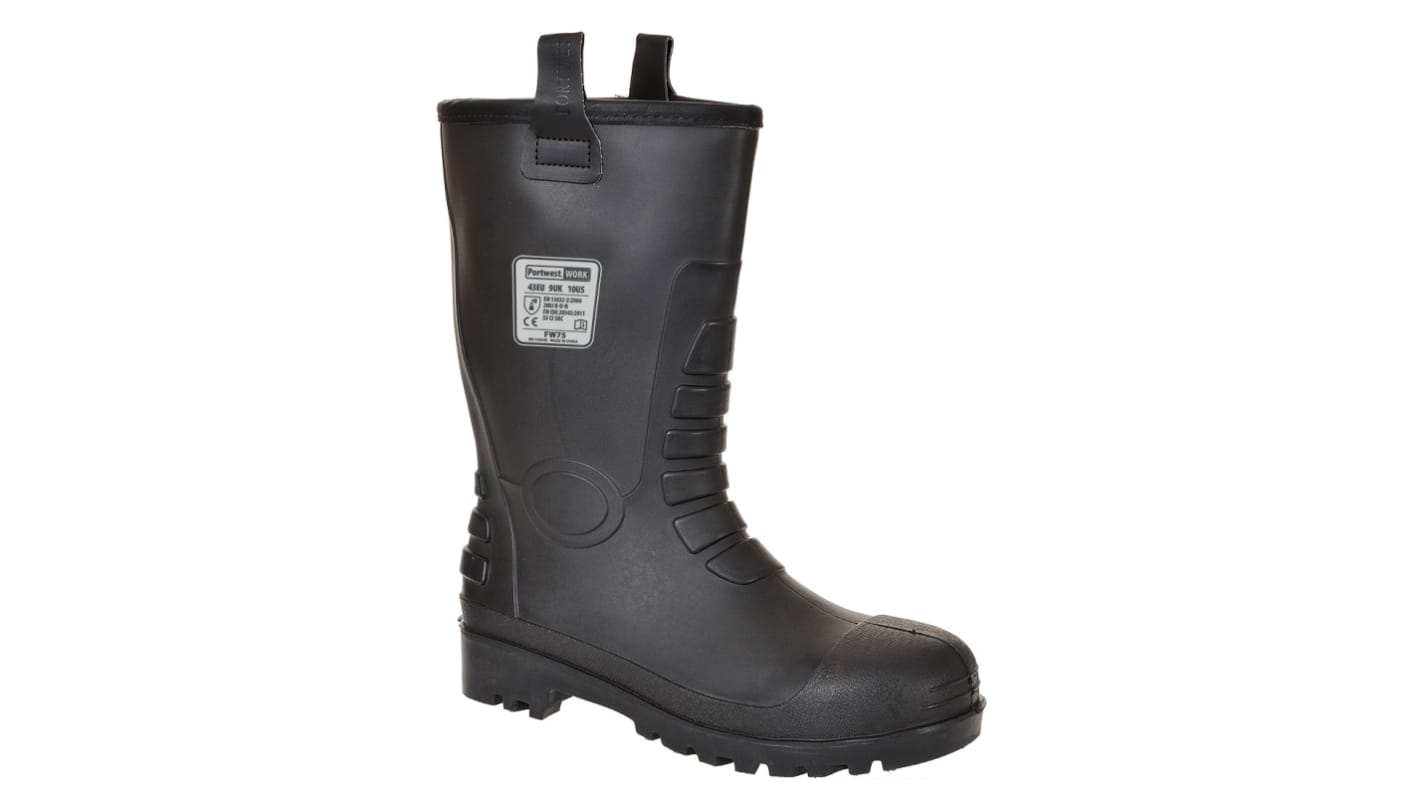 Portwest FW75 Black Steel Toe Capped Unisex Safety Boot, UK 3, EU 36