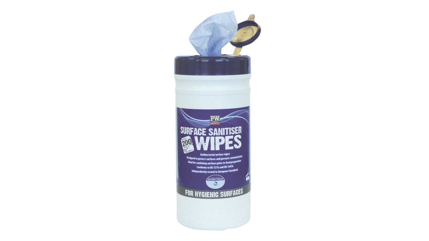 Portwest Wet Anti-Bacterial Wipes, Dispenser Box of 200