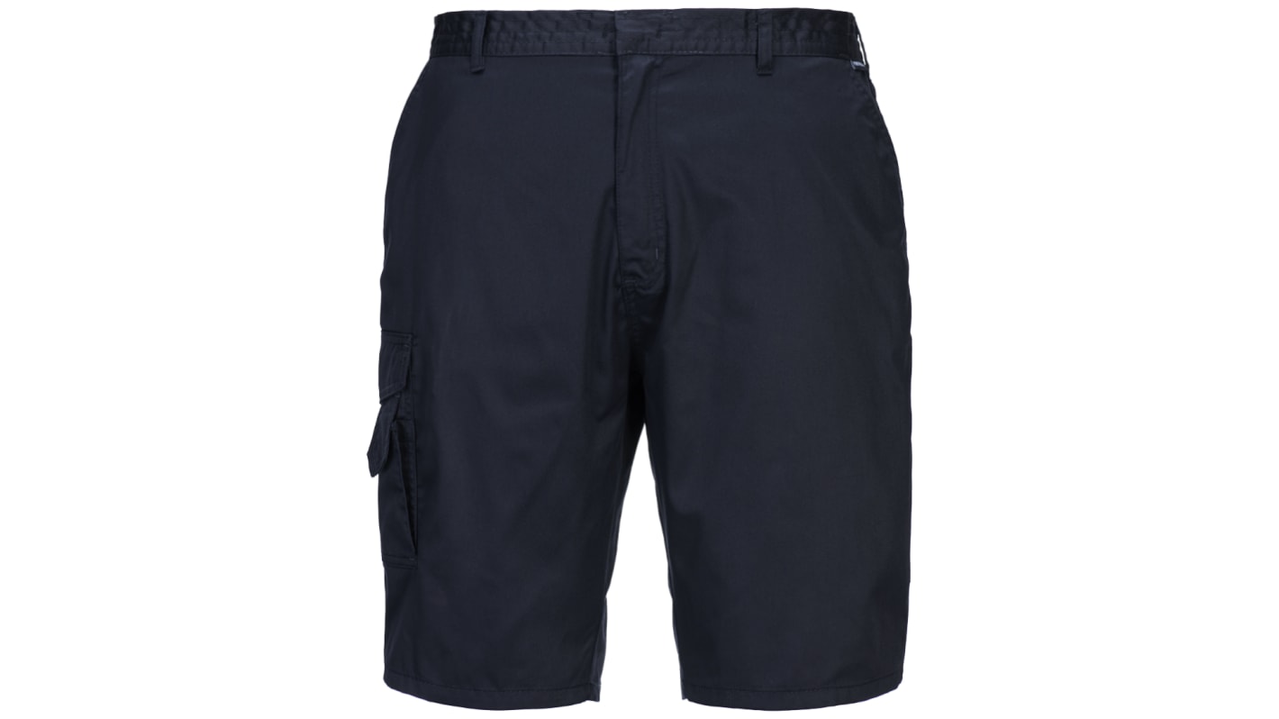 Pantaloncini da lavoro di col. Blu Navy Portwest S790, vita L  Unisex, in 35% cotone, 65% poliestere, con vita