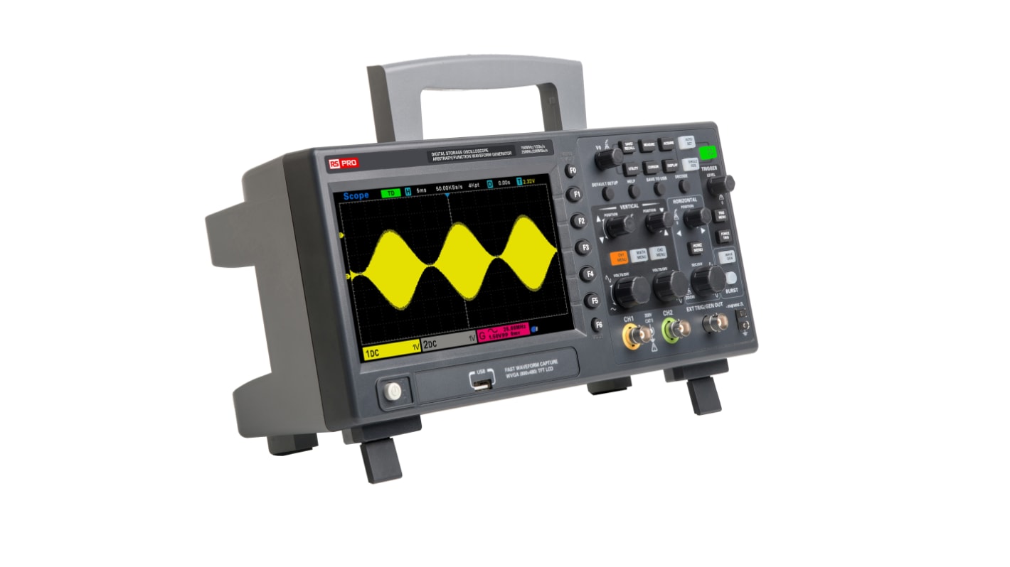 RS PRO Digital Bench Oscilloscope, 2 Analogue Channels, 150MHz - RS ...
