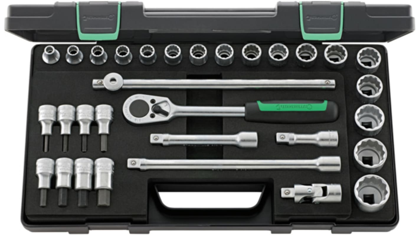 STAHLWILLE 31-Piece Metric 1/2 in Standard Socket/Bit Set with Ratchet, 12 point; Hex Bit