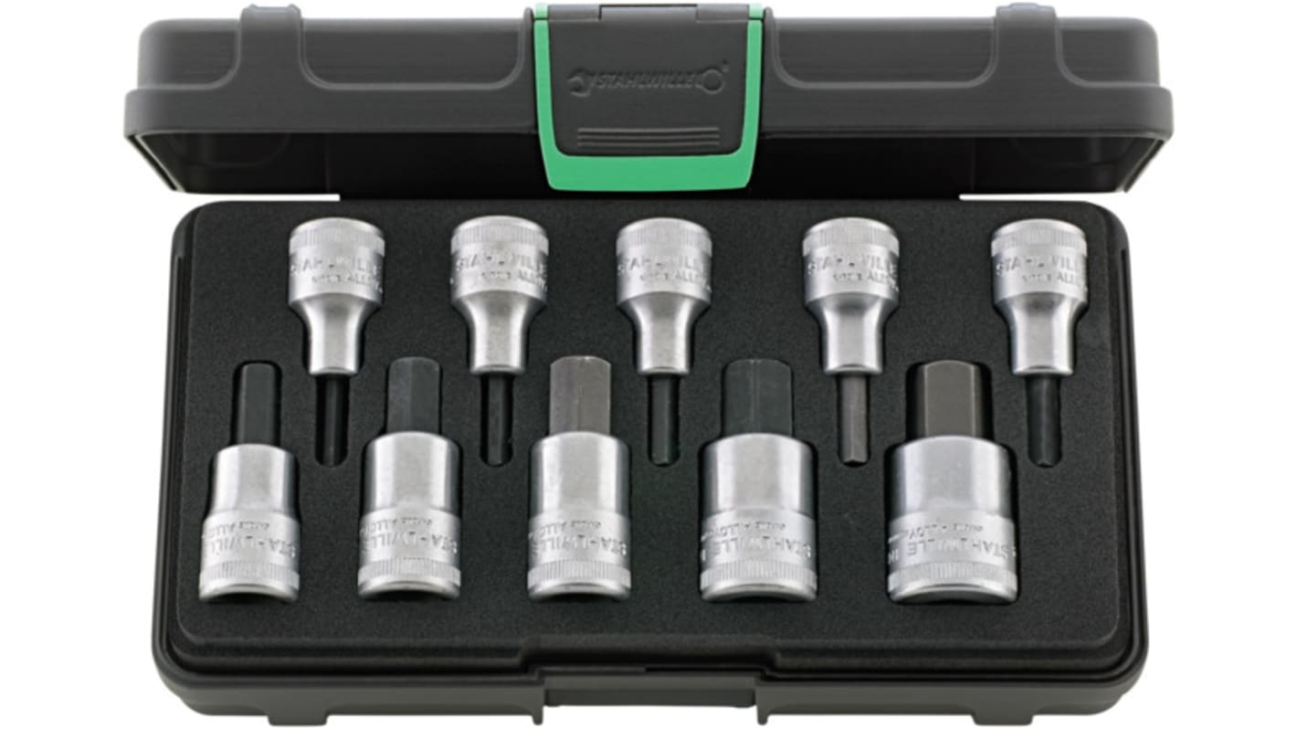 STAHLWILLE 10-Piece Metric 1/2 in Bit Socket Set , Hex Bit