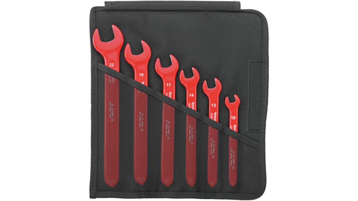 STAHLWILLE 12160/6 VDE Series 6-Piece Spanner Set, 10, 13, 14, 17, 19, 22, Chrome Alloy Steel, VDE/1000V