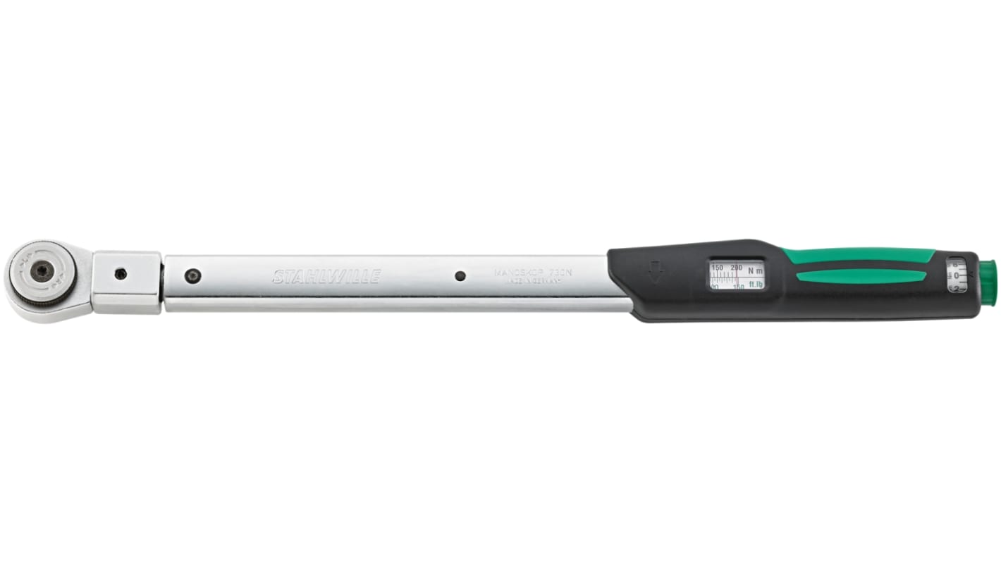 STAHLWILLE 730NR/20FK Click Torque Wrench, 40 → 200Nm, 1/2 in Drive, Round Drive