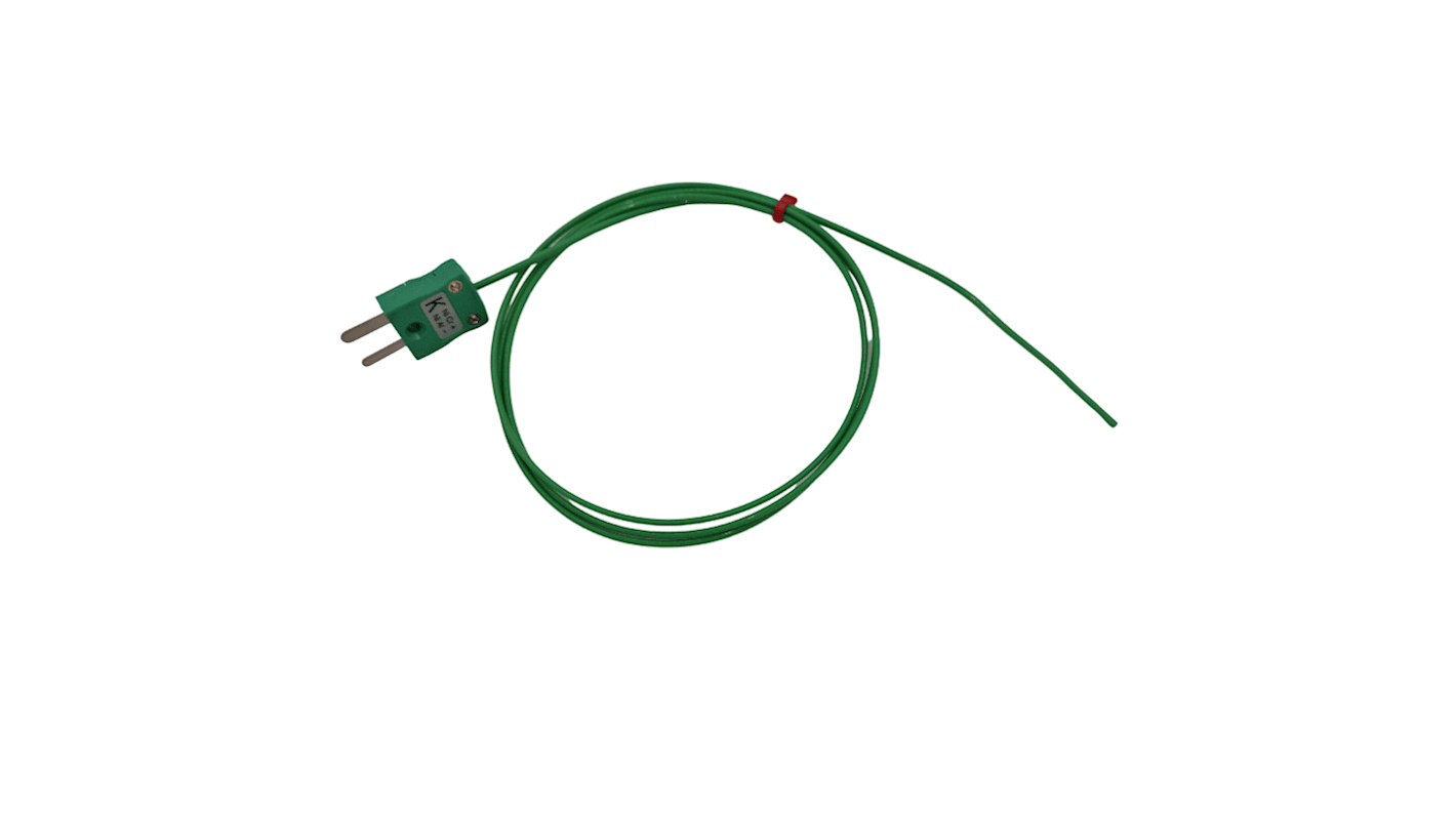 Thermocouple scellé hermétiquement RS PRO type K Ø 7/0.2mm, L 1m, +260°C max à Fiche mâle miniature