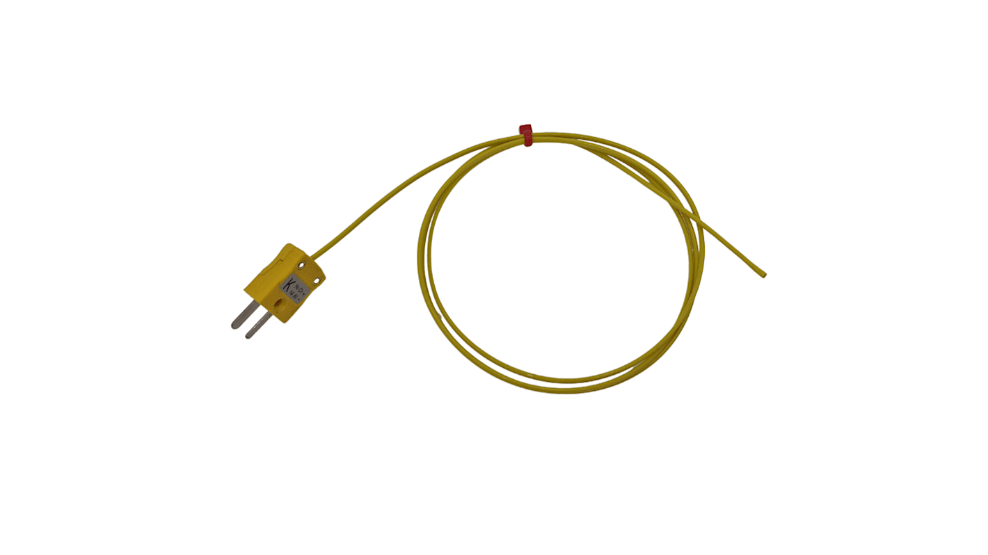 Thermocouple scellé hermétiquement RS PRO type K Ø 7/0.2mm, L 2m, +260°C max à Fiche mâle miniature