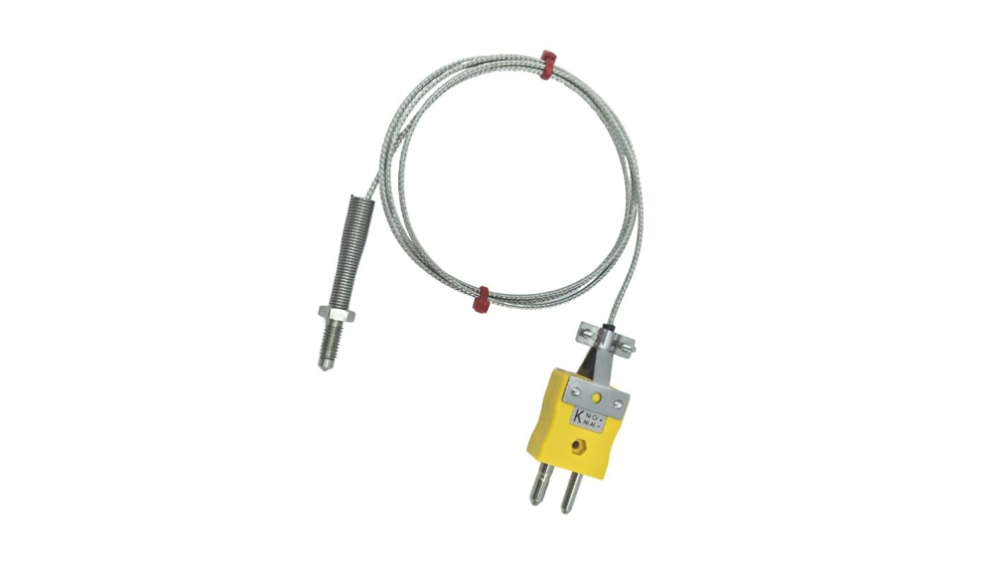 Termopar tipo K RS PRO, Ø sonda M6 x 1mm x 1m, temp. máx +350°C, cable de 1m, conexión Conector macho estándar