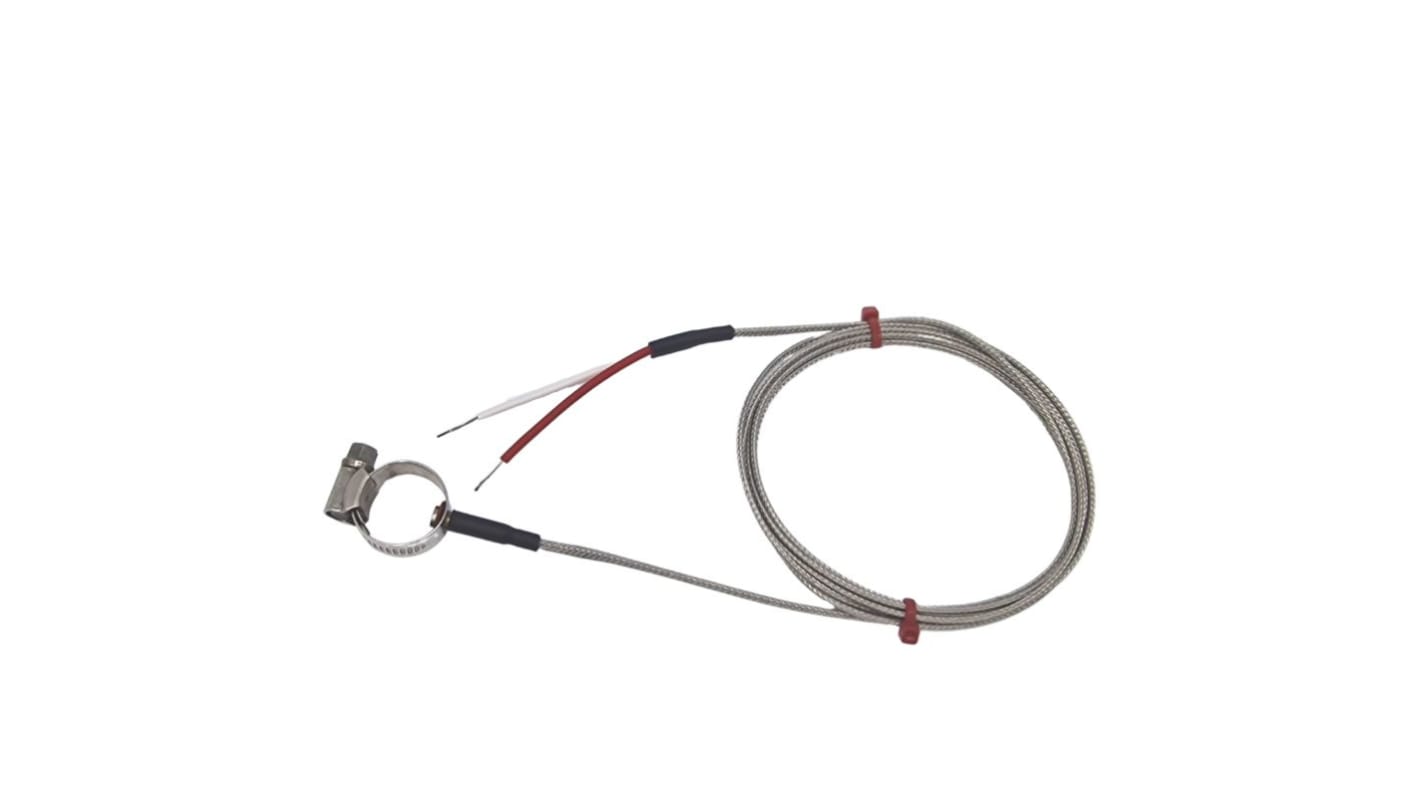 RS PRO Type K Pipe Surface Thermocouple 2m Length, 40-55mm Diameter → +350°C