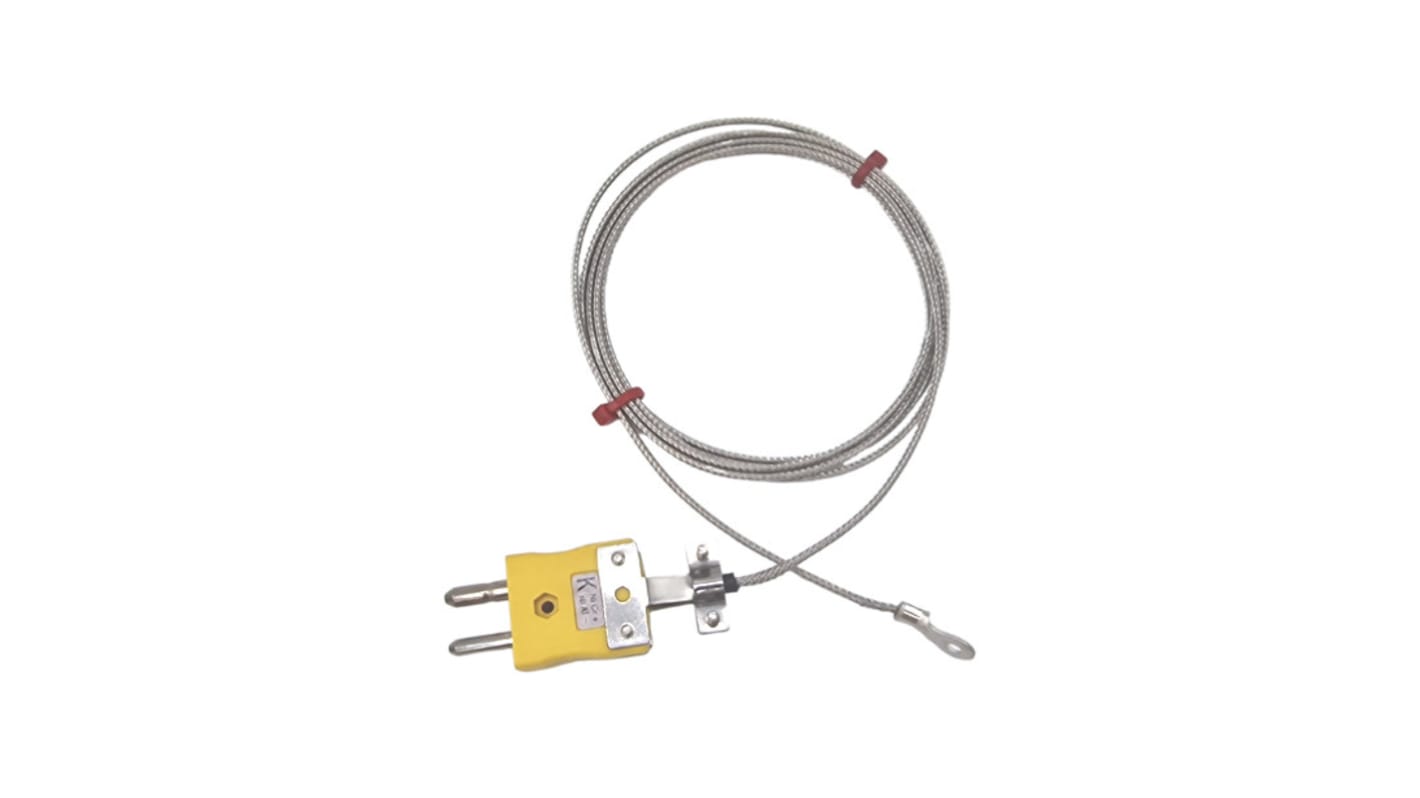 Thermocouple à rondelle RS PRO type K Ø 8mm, L 2m, +350°C max à Fiche mâle standard