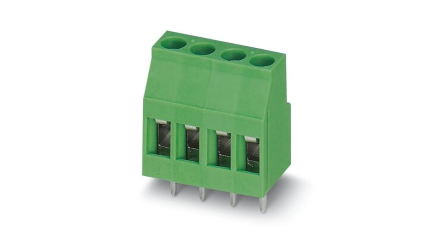 Phoenix Contact MKDS Series PCB Terminal Block, 4-Contact, 5.08mm Pitch, PCB Mount, 1-Row, Screw Termination