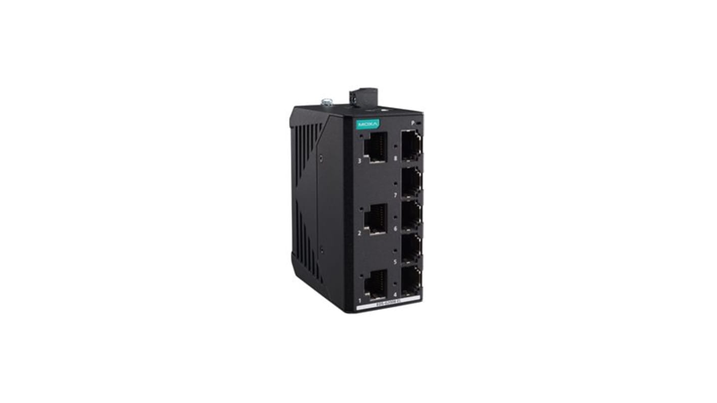 MOXA Ethernet kapcsoló 8 db RJ45 port, rögzítés: DIN-sínre szerelhető, 10/100/1000Mbit/s