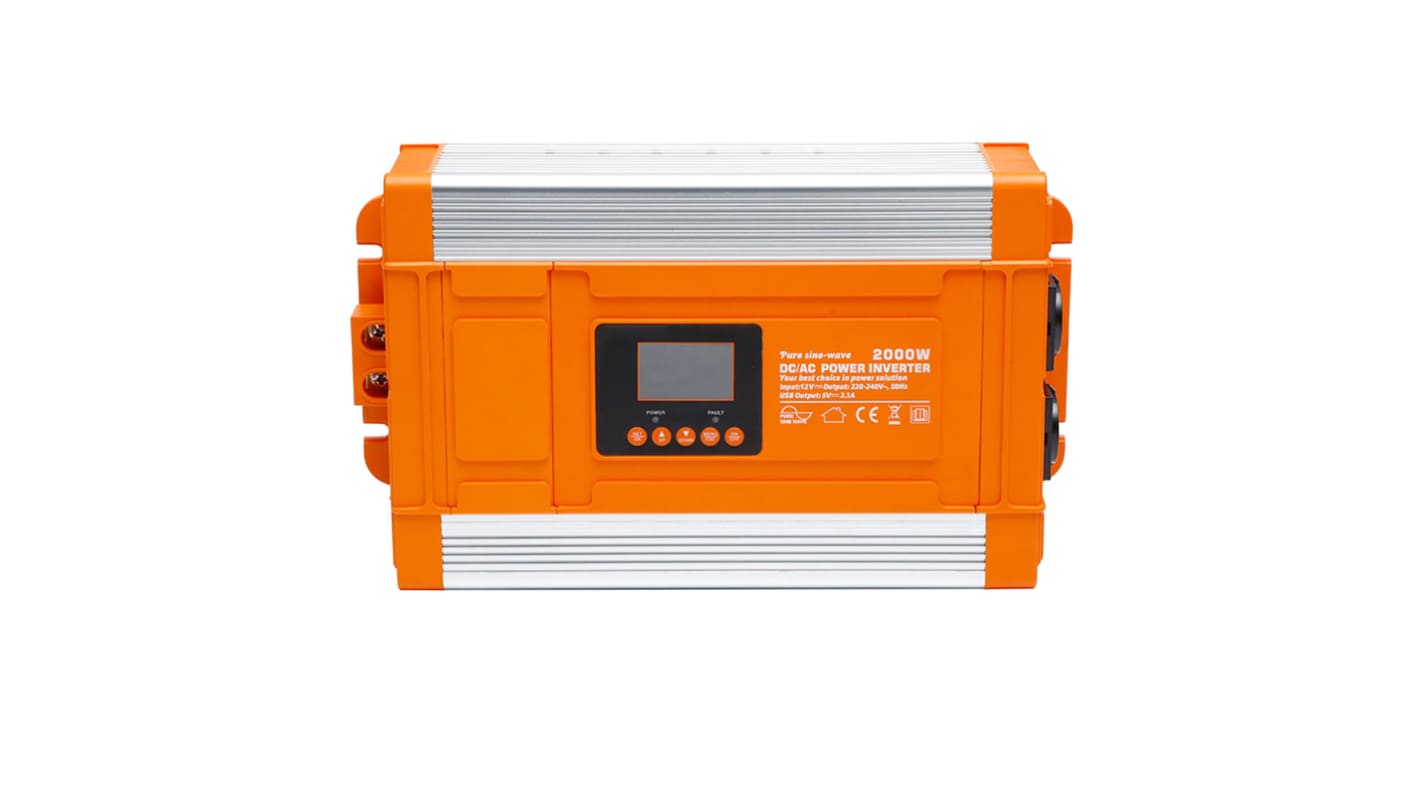 DC-AC inverter til fast installation, 2000W, Indgang: 12V dc, Udgang: 230V ac