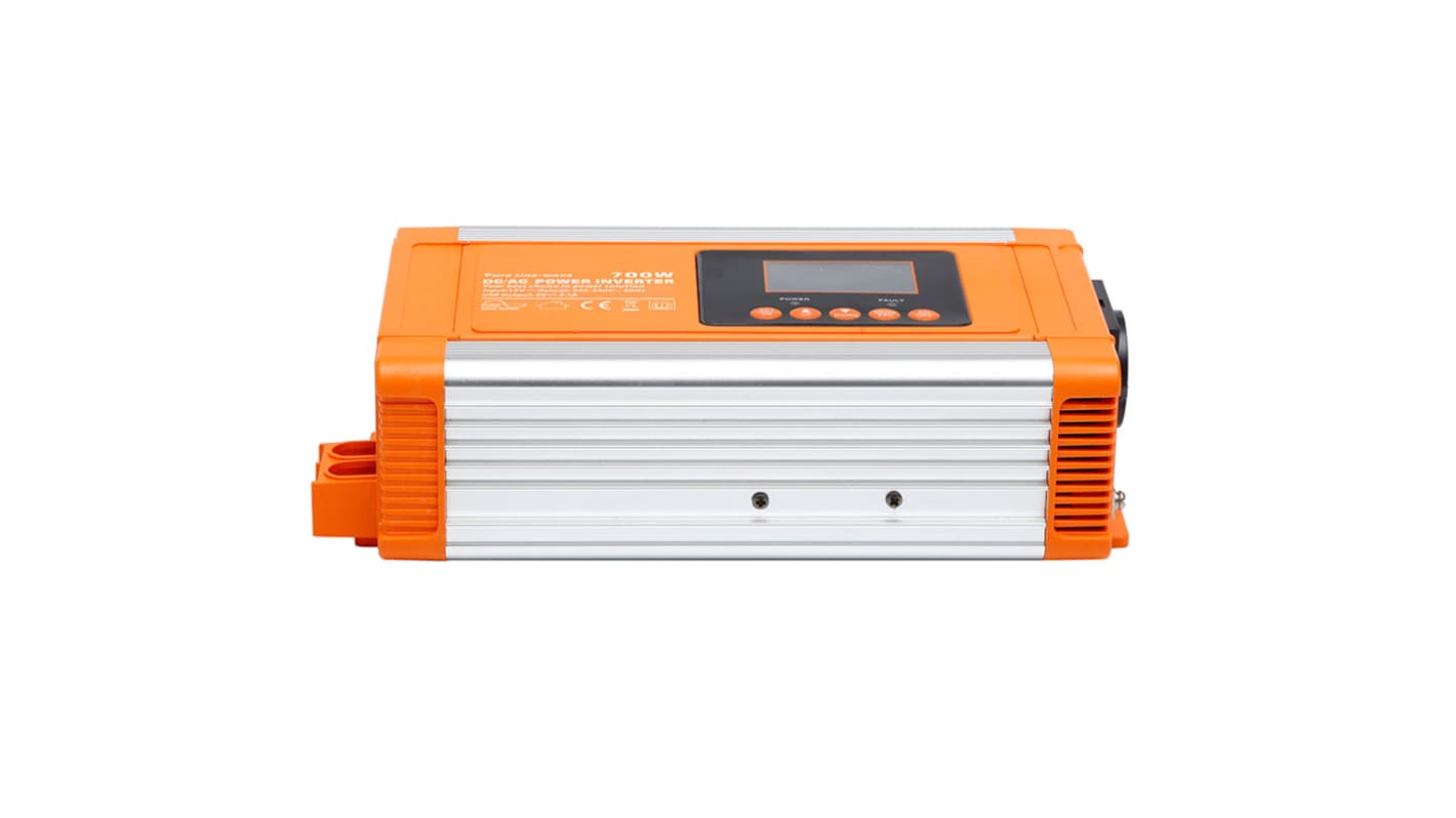 RS PRO Pure Sine Wave 700W Fixed Installation DC-AC Power Inverter, 12V dc Input, 230V ac Output, No