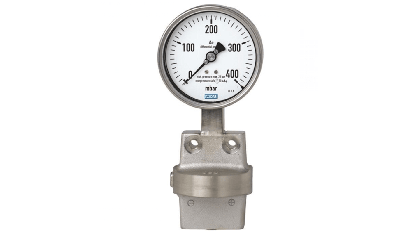 WIKA G 1/4 Analogue Differential Pressure Gauge 2.5bar Bottom Entry, 12589323, 0bar min.