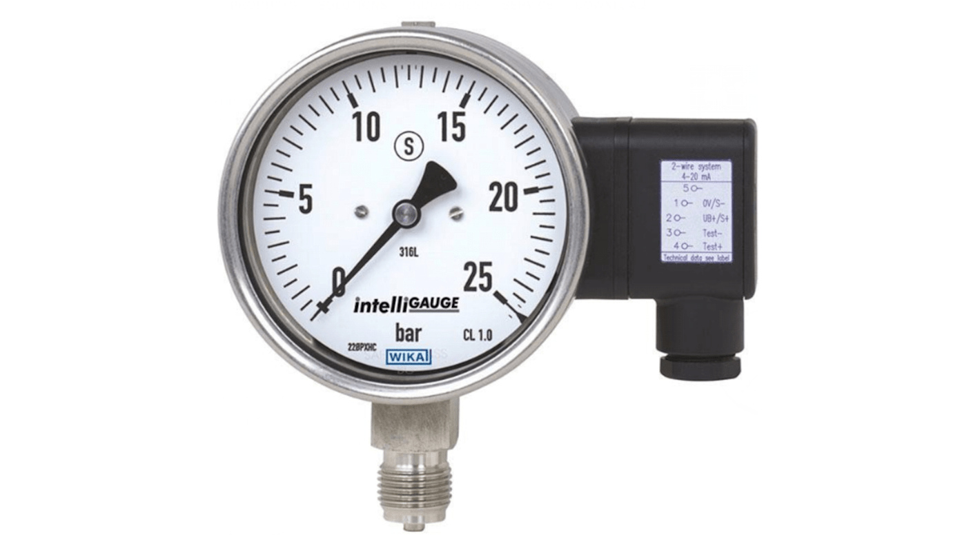 WIKA G 1/2 Analogue Pressure Gauge 16bar Bottom Entry, 12829081, 0bar min.