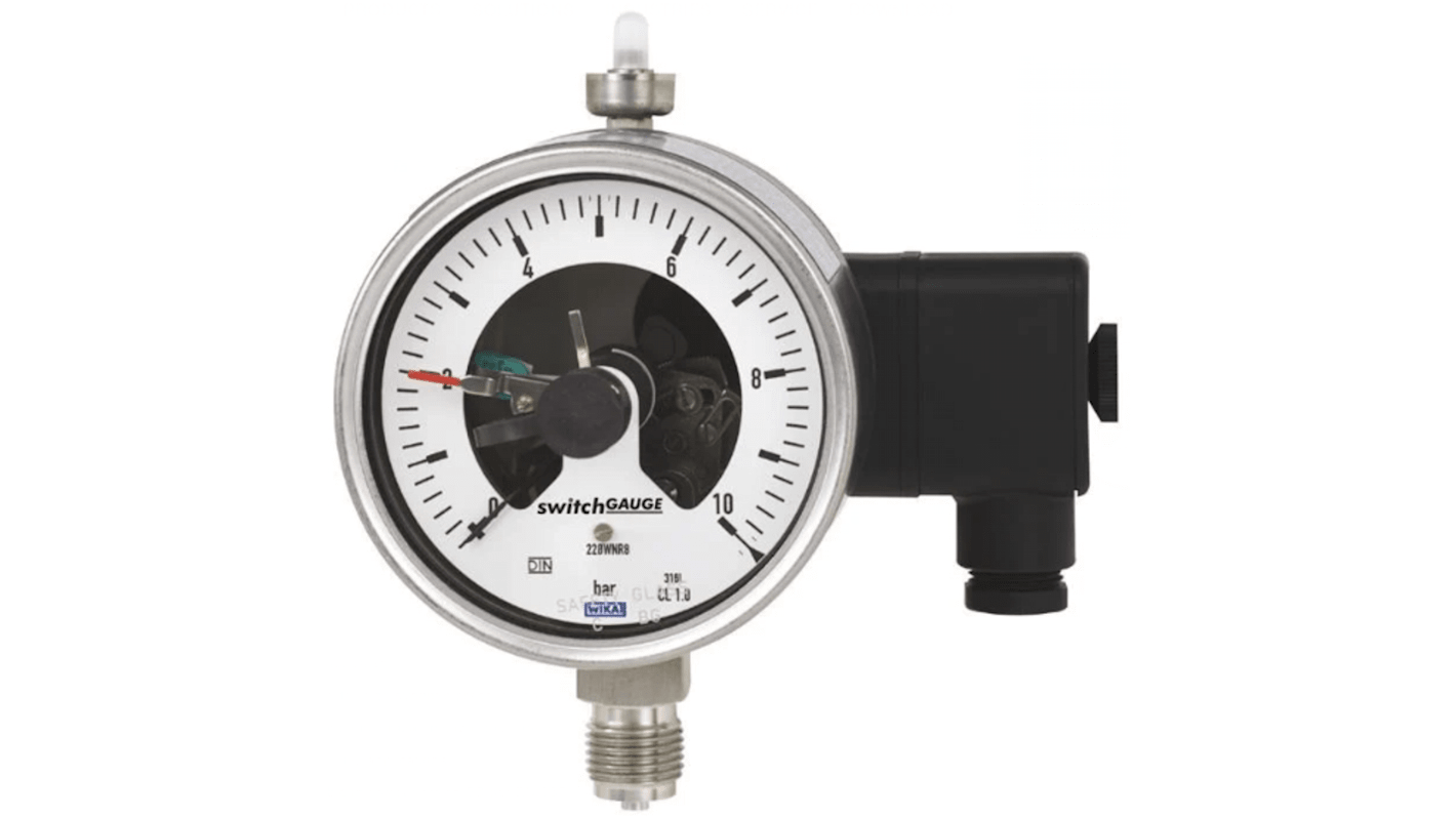 WIKA NPT 1/2 Analogue Pressure Gauge 10bar Bottom Entry, 13455053, 0bar min.