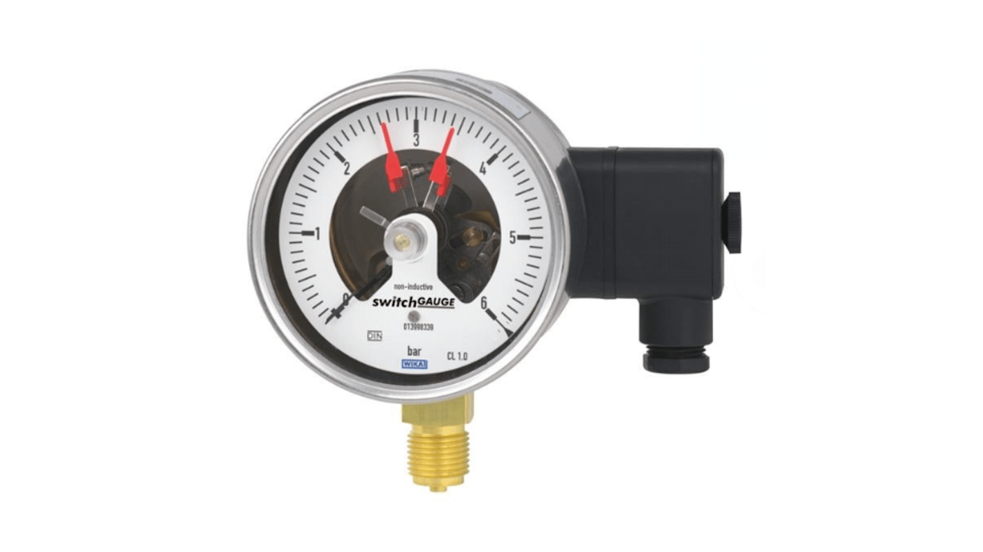 WIKA G 1/2 Analogue Pressure Gauge 25bar Bottom Entry, 14028089, 0bar min.