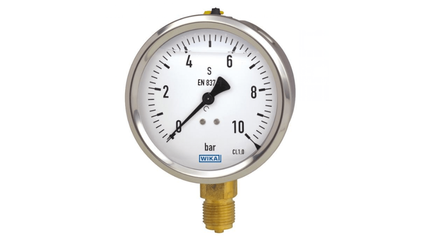 WIKA G 1/2 Analogue Pressure Gauge 600bar Back Entry, 14107937, 0bar min.