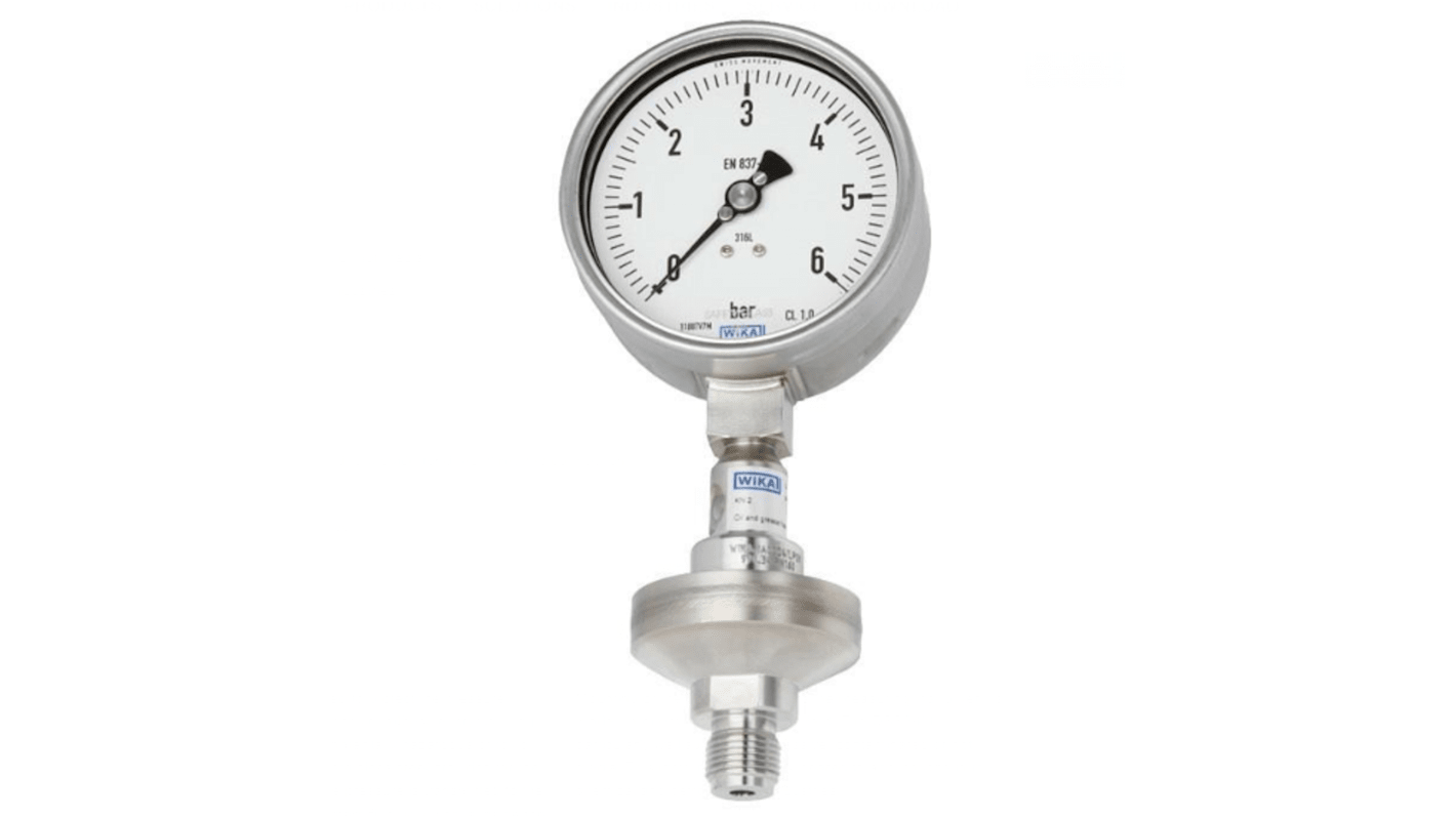 WIKA G 1/2 Analogue Pressure Gauge 4bar Bottom Entry, 14200532, 0bar min.