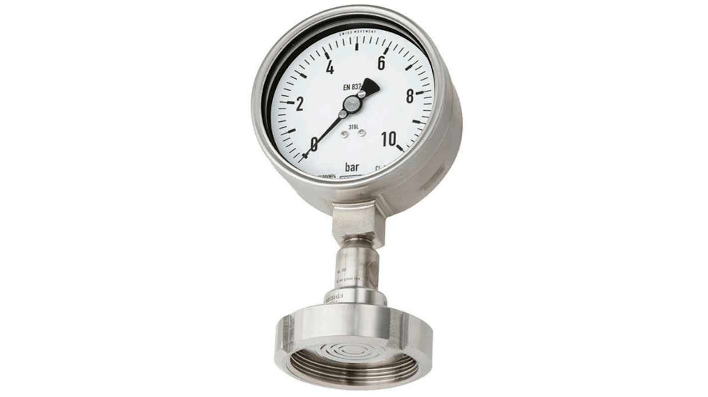 WIKA DN 50 Analogue Pressure Gauge 16bar Bottom Entry, 14310100, 0bar min.